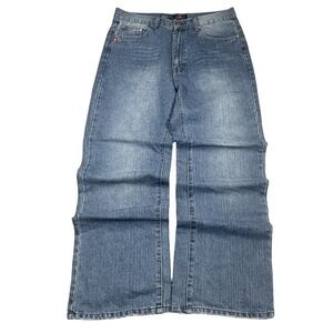 Vintage Southpole Jeans Mens 32x31‎ Blue Baggy Wide Leg Denim Loose Red Tab Y2K